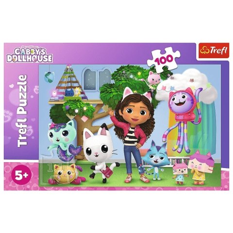 Puzzle 100 elementów koci domek gabi