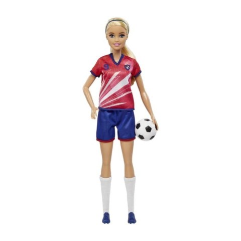 Lalka barbie piłkarka czerwona koszulka