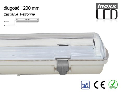 Oprawa hermetyczna przemysłowa ip65 led 2x120cm t8 g13 jednostronnie zasilana