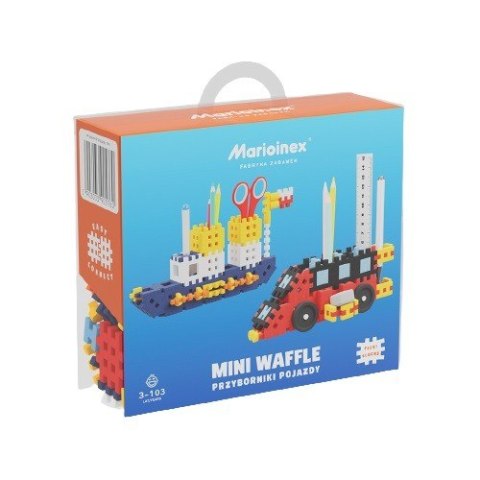 Klocki konstrukcyjne mini waffle - przyborniki pojazdy 140 elementów