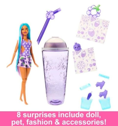 Lalka barbie pop reveal owocowy sok, fioletowa