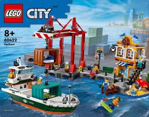 Klocki city 60422 nadmorski port ze statkiem towarowym