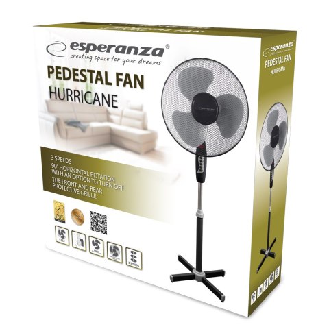EHF001KE Esperanza wentylator 16'' stojący hurricane czarno-szary