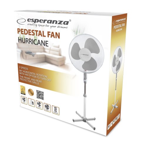 EHF001WE Esperanza wentylator 16'' stojący hurricane biało-szary