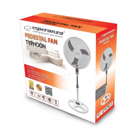 EHF002WE Esperanza wentylator 16'' stojący typhoon biało-szary