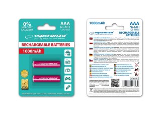EZA101R Esperanza akumulatorki ni-mh aaa 1000mah 2szt. czerwone