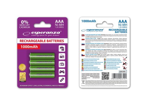 EZA102G Esperanza akumulatorki ni-mh aaa 1000mah 4szt. zielone