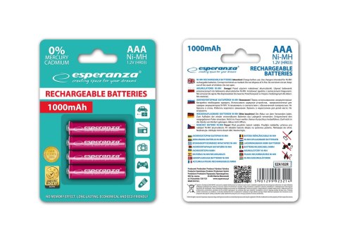 EZA102R Esperanza akumulatorki ni-mh aaa 1000mah 4szt. czerwone