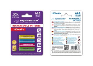 EZA107 Esperanza akumulatorki ni-mh aaa 1000mah 4szt. mix kolorów