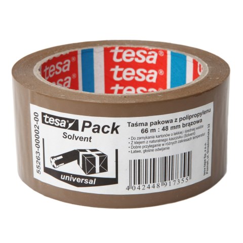 Taśma pak.solvent 66m:48mm, brąz.(h5526302)[opis cz/sk, pl]
