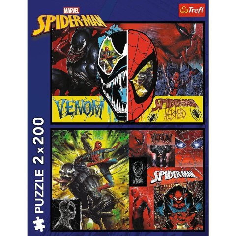 Puzzle 2x200 elementów dzień i noc spidermana