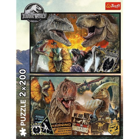 Puzzle 2x200 elementów prehistoryczny świat park jurajski