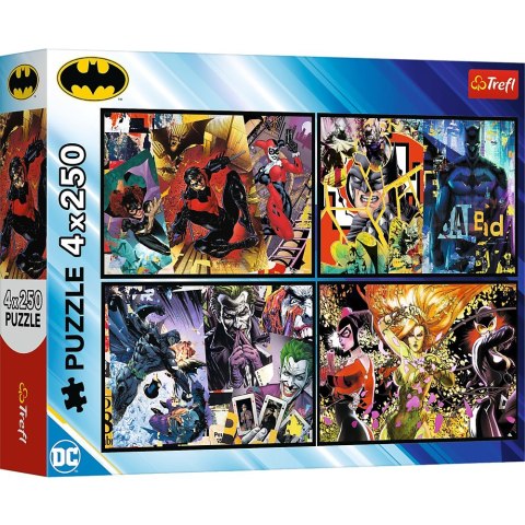 Puzzle 4x250 elementów batman w akcji