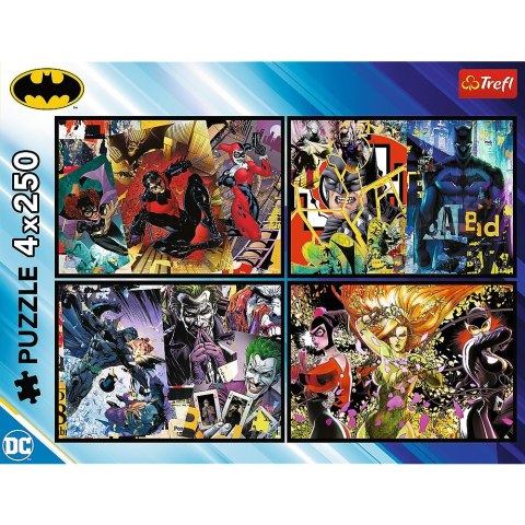 Puzzle 4x250 elementów batman w akcji