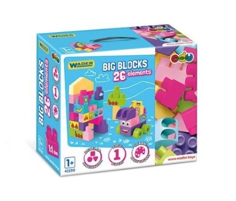 Klocki 26 elementów big blocks różowe