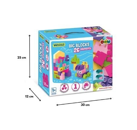 Klocki 26 elementów big blocks różowe