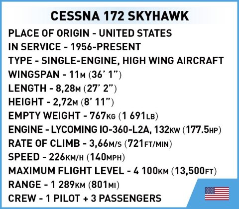 Cobi klocki cessna 172 skyhawk 160 klocków biała