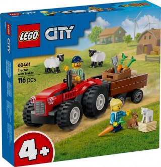 Klocki city 60461 czerwony traktor z przyczepą i owcą