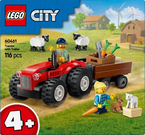 Klocki city 60461 czerwony traktor z przyczepą i owcą