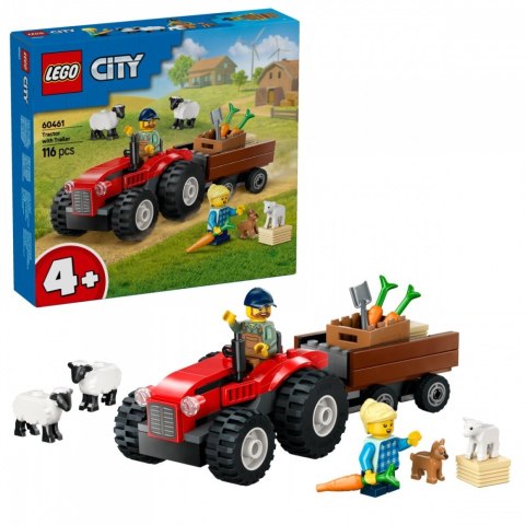 Klocki city 60461 czerwony traktor z przyczepą i owcą