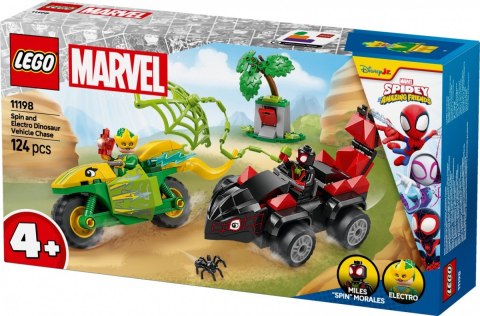 Klocki spidey 11198 pościg spina za electro w dinopojeździe