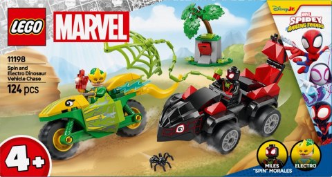 Klocki spidey 11198 pościg spina za electro w dinopojeździe