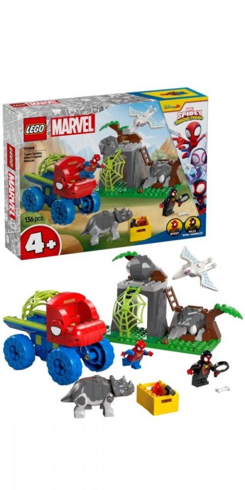 Klocki spidey 11199 misja ratunkowa zespołu spidey'ego w dinoterenówce