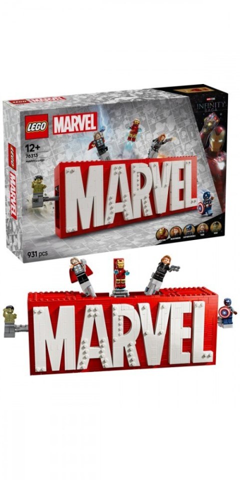 Klocki super heroes 76313 logo marvel z minifigurkami