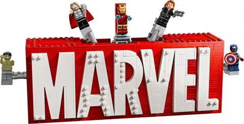 Klocki super heroes 76313 logo marvel z minifigurkami