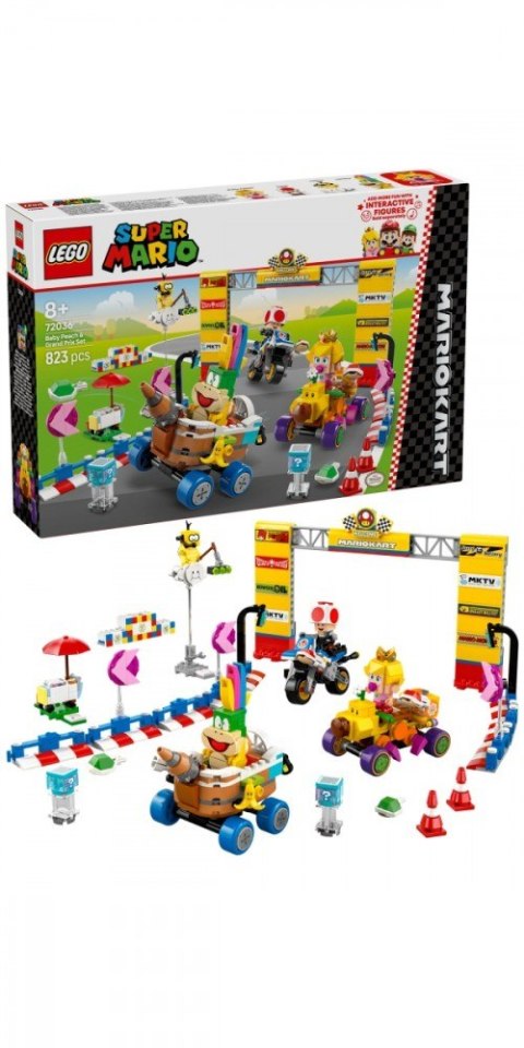 Klocki super mario 72036 mario kart - zestaw baby peach i grand prix