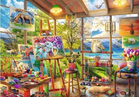 Puzzle 2x500 elementów sztuka malowania kotki