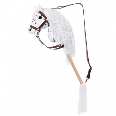 Koń na kiju hobby horse hoppihorse a4 leopard - biały, maść tarantowata