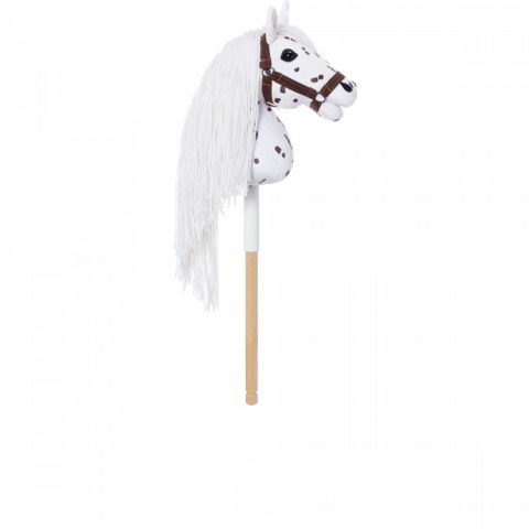 Koń na kiju hobby horse hoppihorse a4 leopard - biały, maść tarantowata