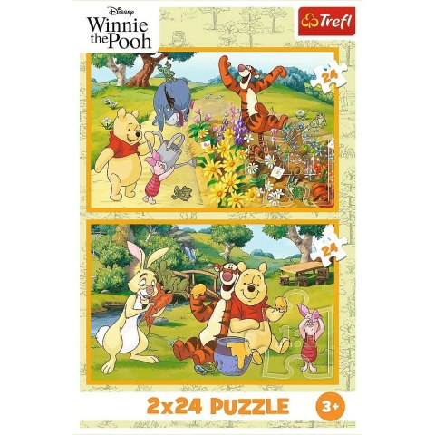 Puzzle 2x24 elementy kubuś puchatek dzień w ogrodzie