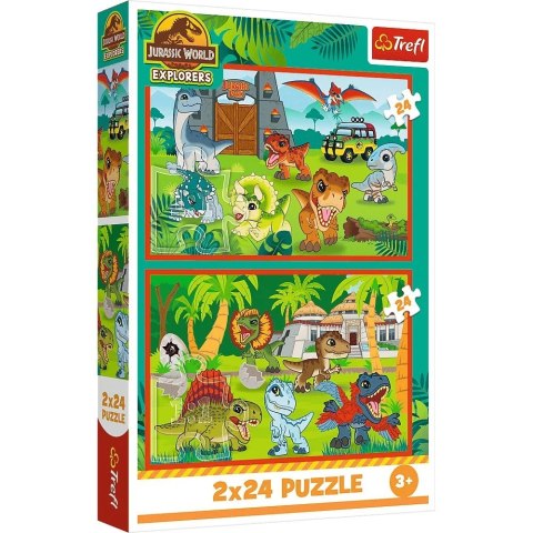 Puzzle 2x24 elementy małe dinozaury jurassic world