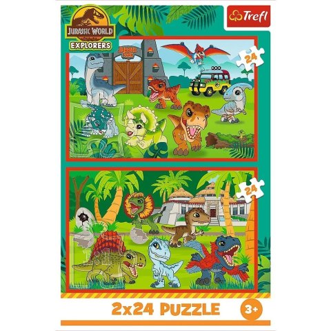 Puzzle 2x24 elementy małe dinozaury jurassic world