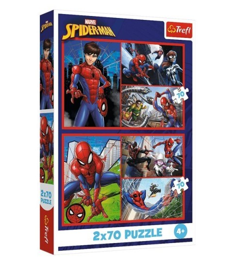 Puzzle 2x70 elementów spiderman pajęcze historie