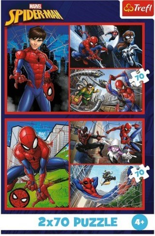 Puzzle 2x70 elementów spiderman pajęcze historie