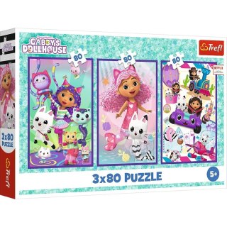Puzzle 3x80 elementów kolorowe dni gabi gabby dollhouse