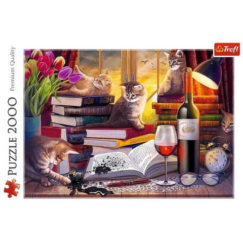 Puzzle 2000 elementów koci wieczór