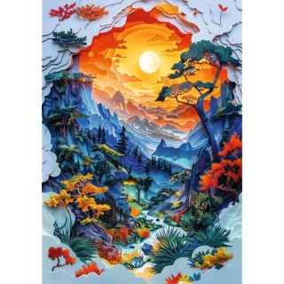 Puzzle 1000 elementów 40-lecie paper art dolina