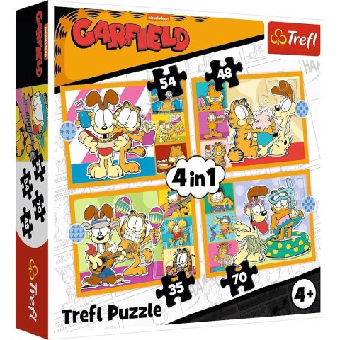 Puzzle 4w1 garfield kocha lazanie
