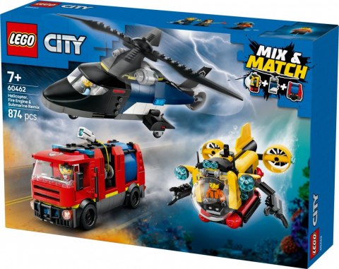 Klocki city 60462 zestaw z helikopterem, wozem strażackim i łodzią