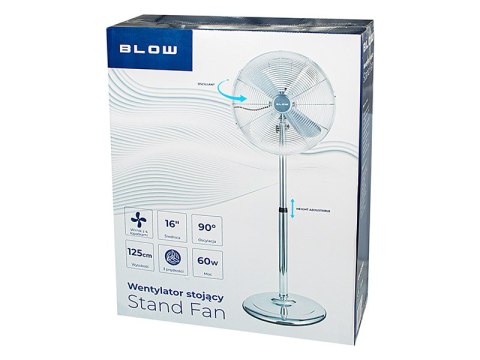 44-655# Wentylator stojący 16" 60w srebrny metalowy