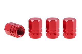 Aluminiowe nakrętki na wentyle kapturki czerwone 4 szt amio-02238