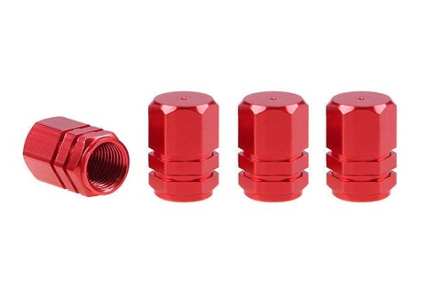 Aluminiowe nakrętki na wentyle kapturki czerwone 4 szt amio-02238