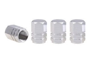 Aluminiowe nakrętki na wentyle kapturki srebrne 4 szt amio-02236