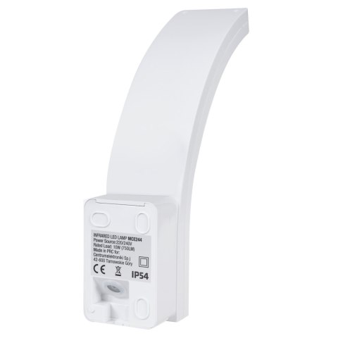 Lampa LED z czujnikiem ruchu Maclean, czujnik ruchu PIR, kolor biały, 10W, IP54, 750lm, barwa neutralna biała (4000K) MCE244 W