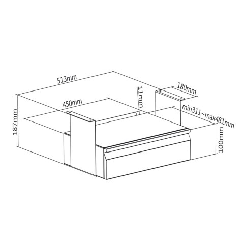Szuflada ergonomiczna podbiurkowa Maclean, organizer, czarna, max 5kg, MC-875