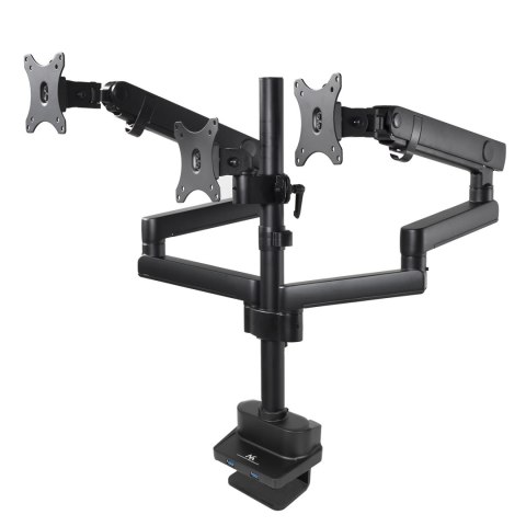 Uchwyt biurkowy na 3 monitory LCD Maclean, VESA 75x75 oraz 100x100, 2x USB 3.0, 17-27", 3x7kg, MC-811